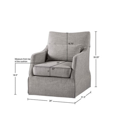 Skirted Swivel Chair Traditional Aesthetic - Gray