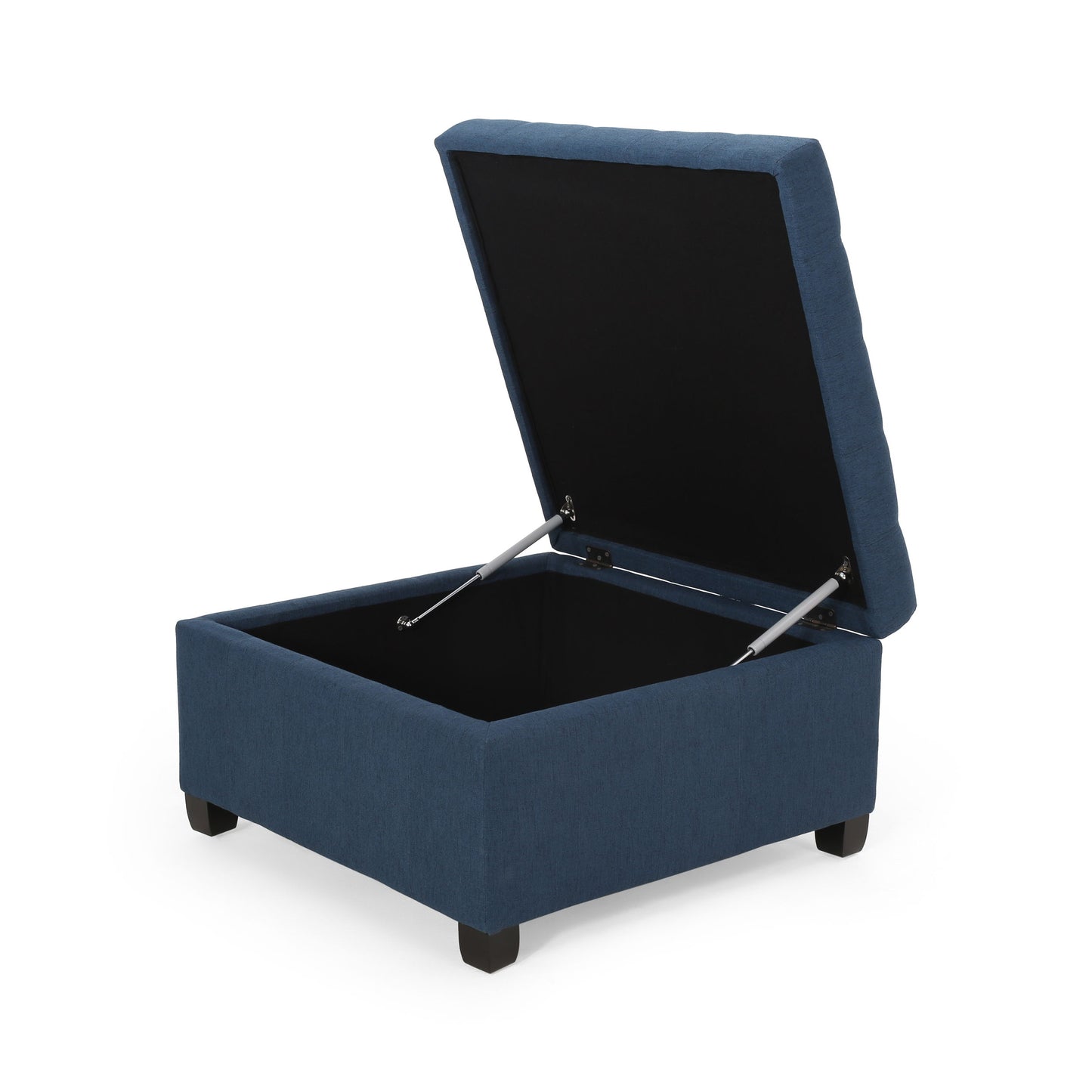 Isabella - Elegant Ottoman With Storage Functionality - Navy Blue Fabric