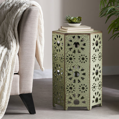Galore - Side Table With Sunburst Cut Out Design - Green