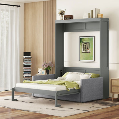 Queen Size Murphy Wall Bed With Cushion - Gray