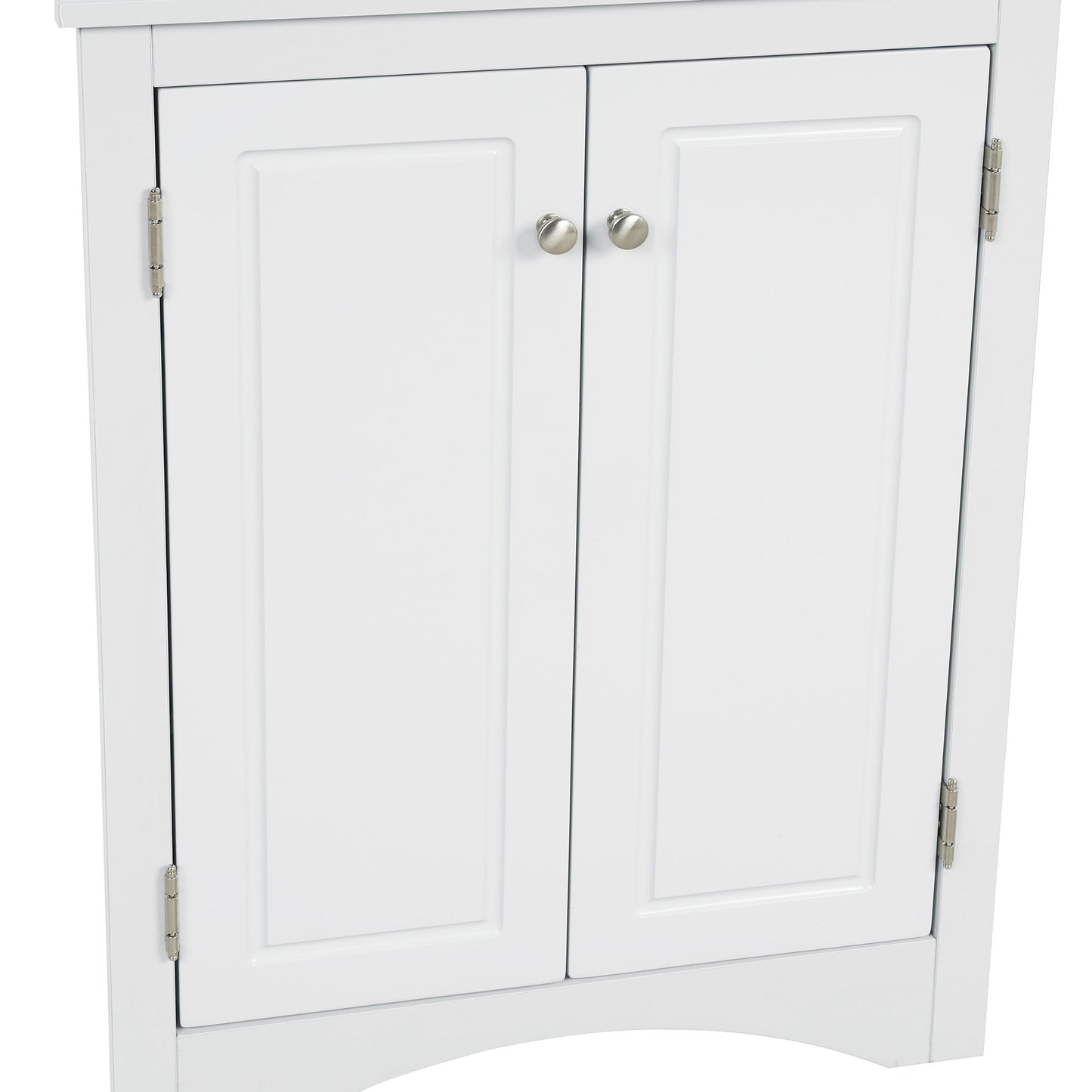 Triangle Bathroom Storage Cabinet With Adjustable Shelves, Freestanding Floor Cabinet For Home Kitchen - White