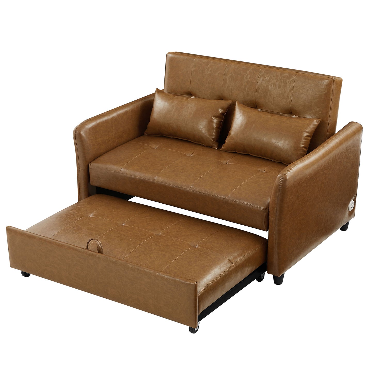 Convertible Sleeper Bed, Adjustable Oversized Armchair With 3 USB Ports For Small Space - Brown