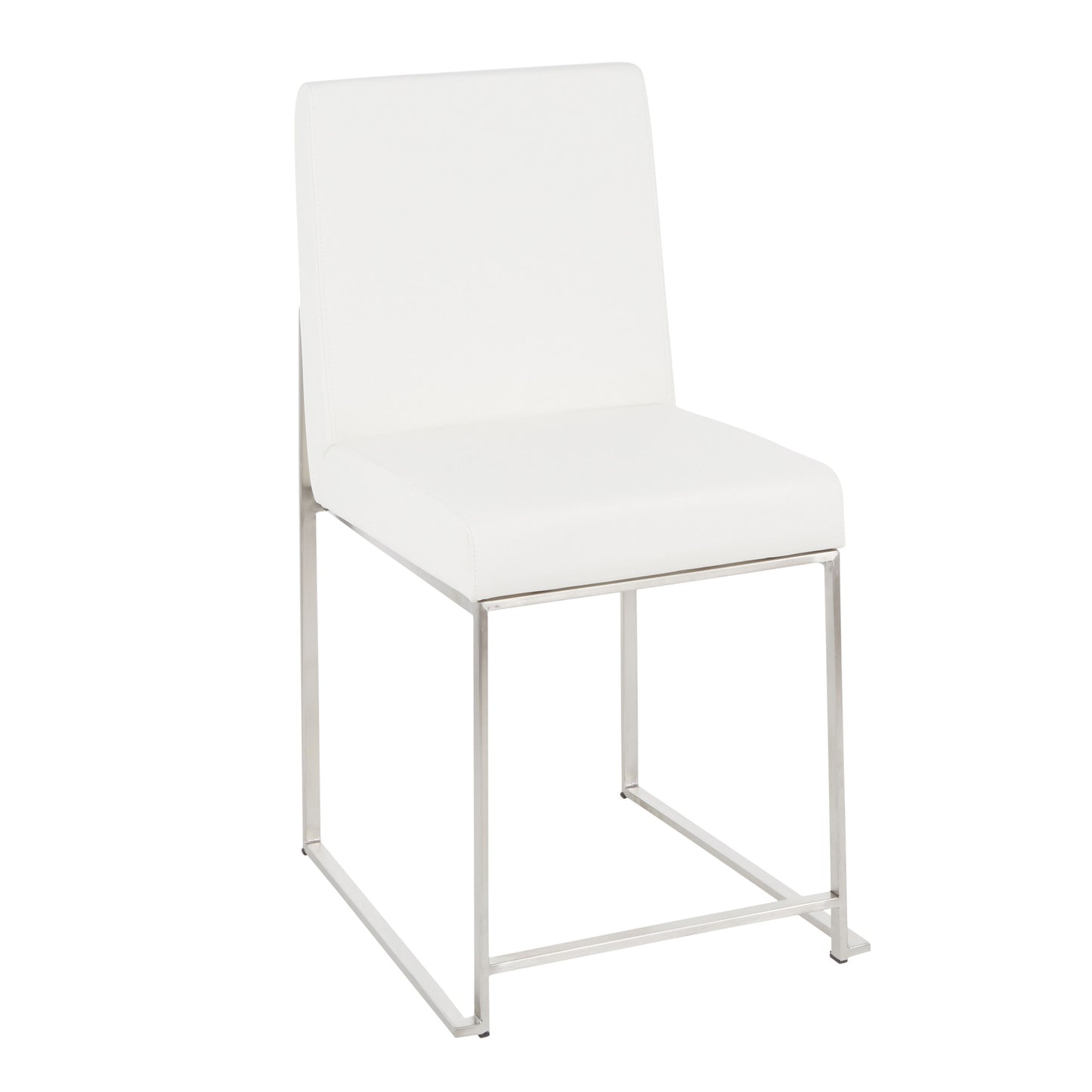 Fuji - High Back Contemporary Dining Set, Glass 5 Piece - White