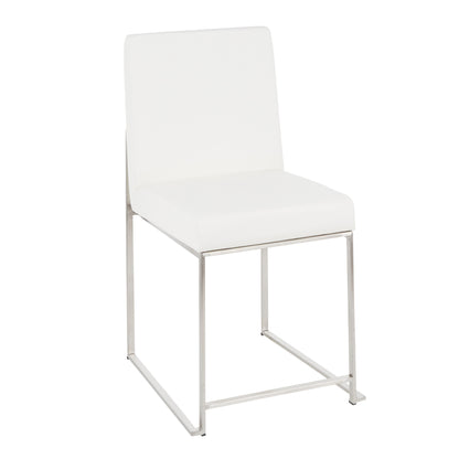 Fuji - High Back Contemporary Dining Set, Glass 5 Piece - White