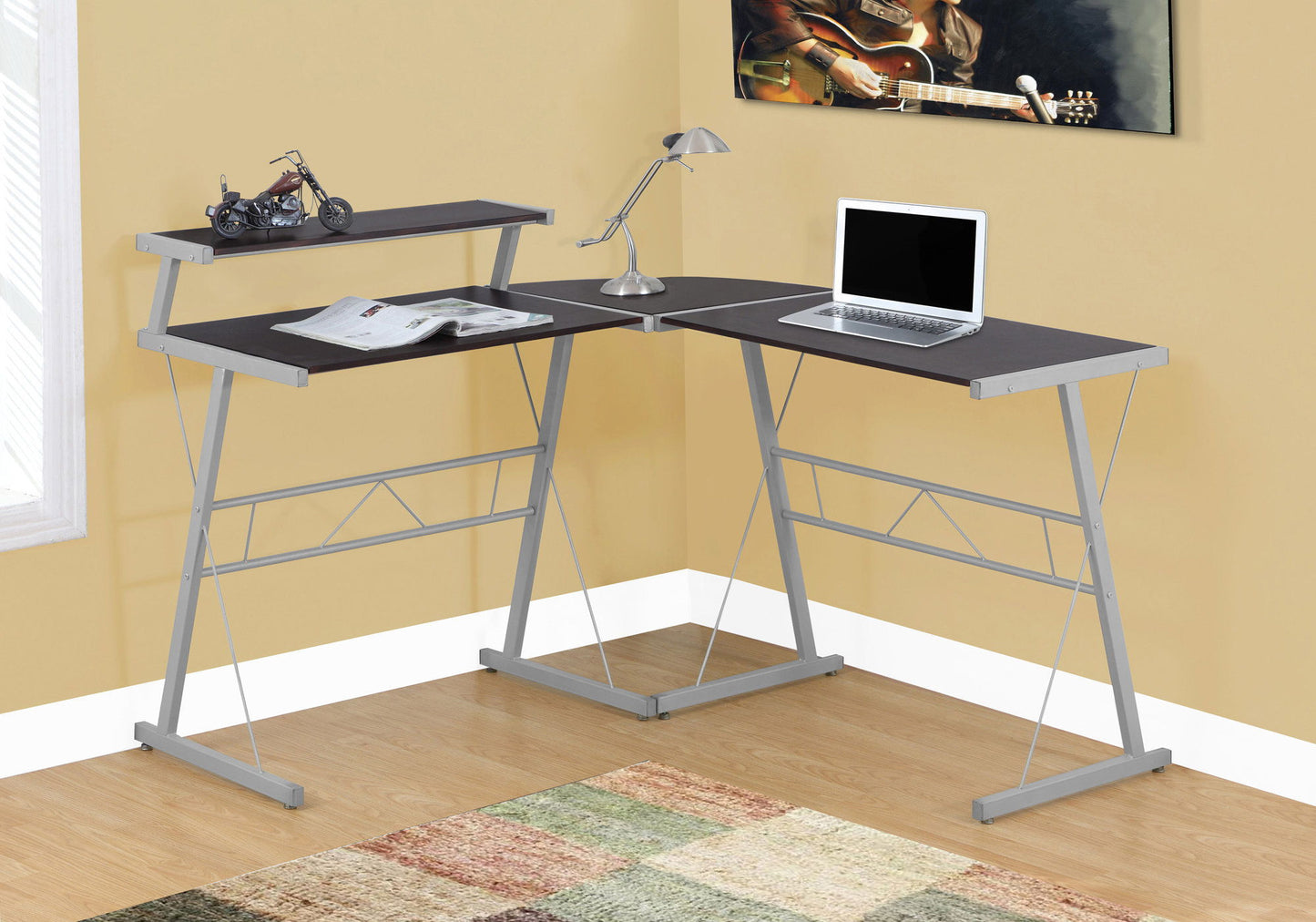 Computer Desk, Home Office, Corner, L Shape, Laptop, Durable Construction - Espresso