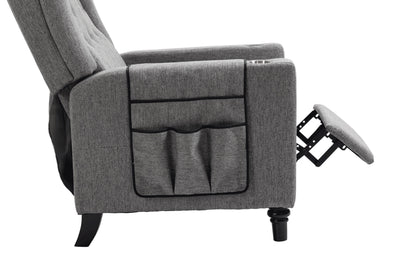 Arm Pushing Recliner Chair, Modern Button Tufted Wingback Push Back Recliner Chair, Living Room Chair Fabric Pushback Manual Single Reclining Sofa Home Theater Seating For Bedroom - Dark Gray