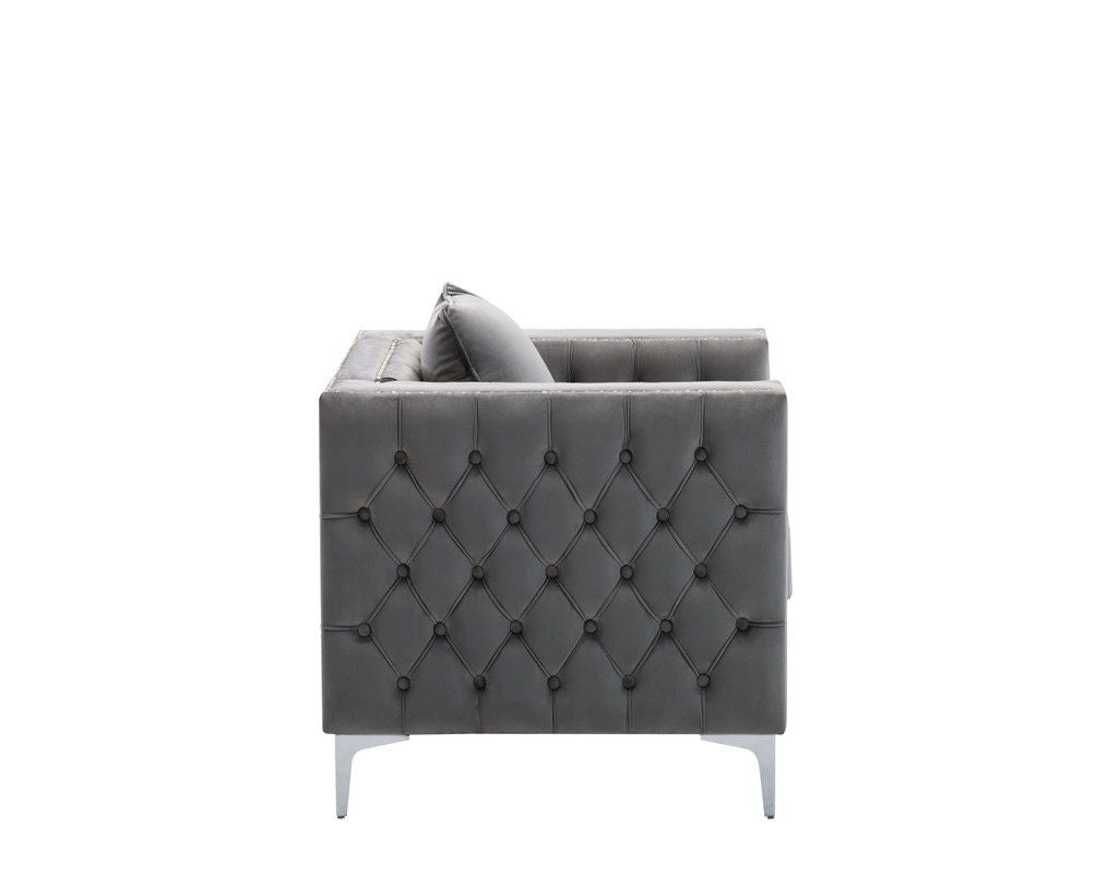 Lorreto - Velvet Chair - Gray