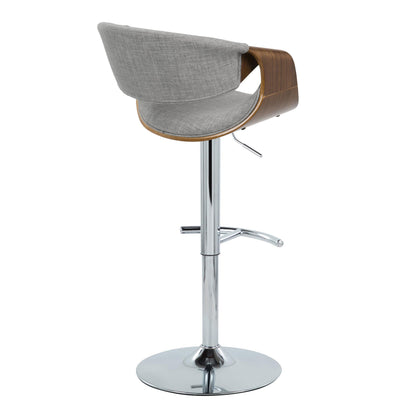 Curvo - Mid-Century Modern Adjustable Barstool With Swivel With Rounded T Footrest (Set of 2) - Gray