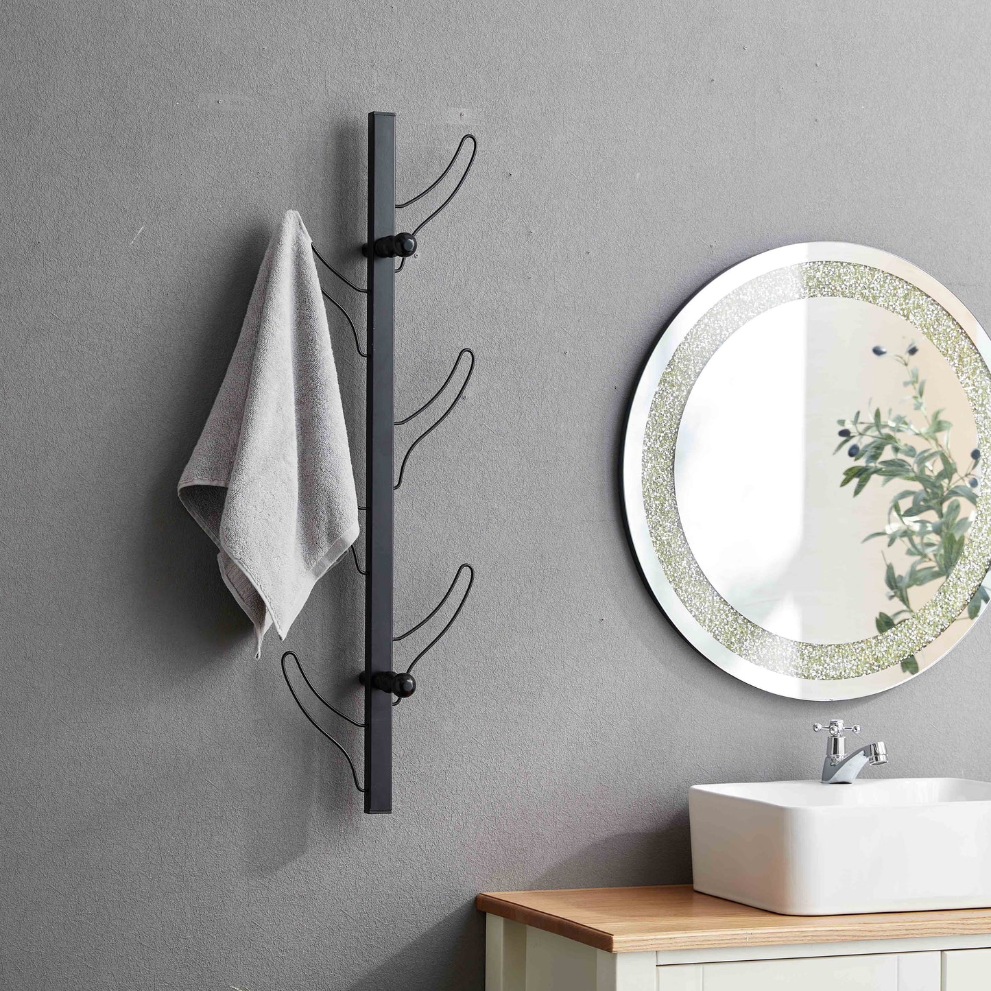 Entryway Mounted Accent Coat Rack, Mounted Rack For Bathroom - Black