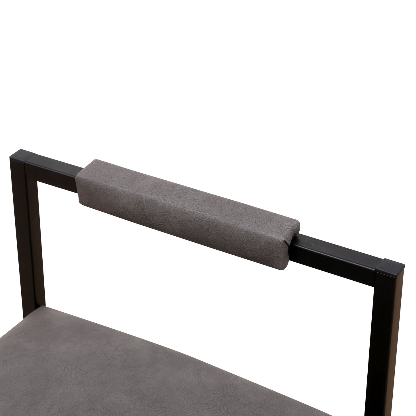 Modern Armless Metal Legs Kitchen Island Stools With Back Upholstered Chairs 2 Piece Set - Gray