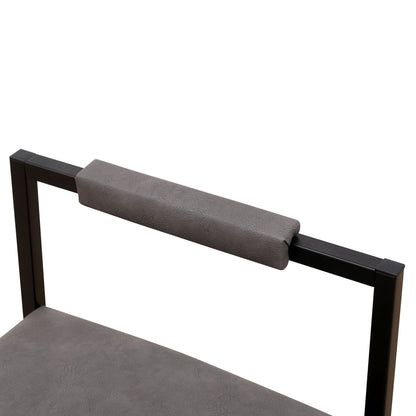 Modern Armless Metal Legs Kitchen Island Stools With Back Upholstered Chairs 2 Piece Set - Gray