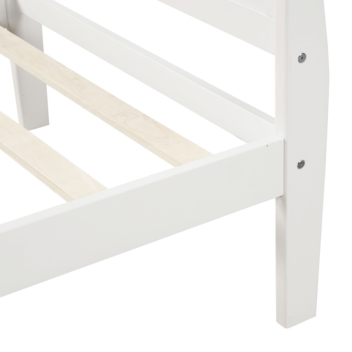 Twin Platform Bed Frame Mattress Foundation Sleigh Bed With Headboard, Footboard, Slat Support - White