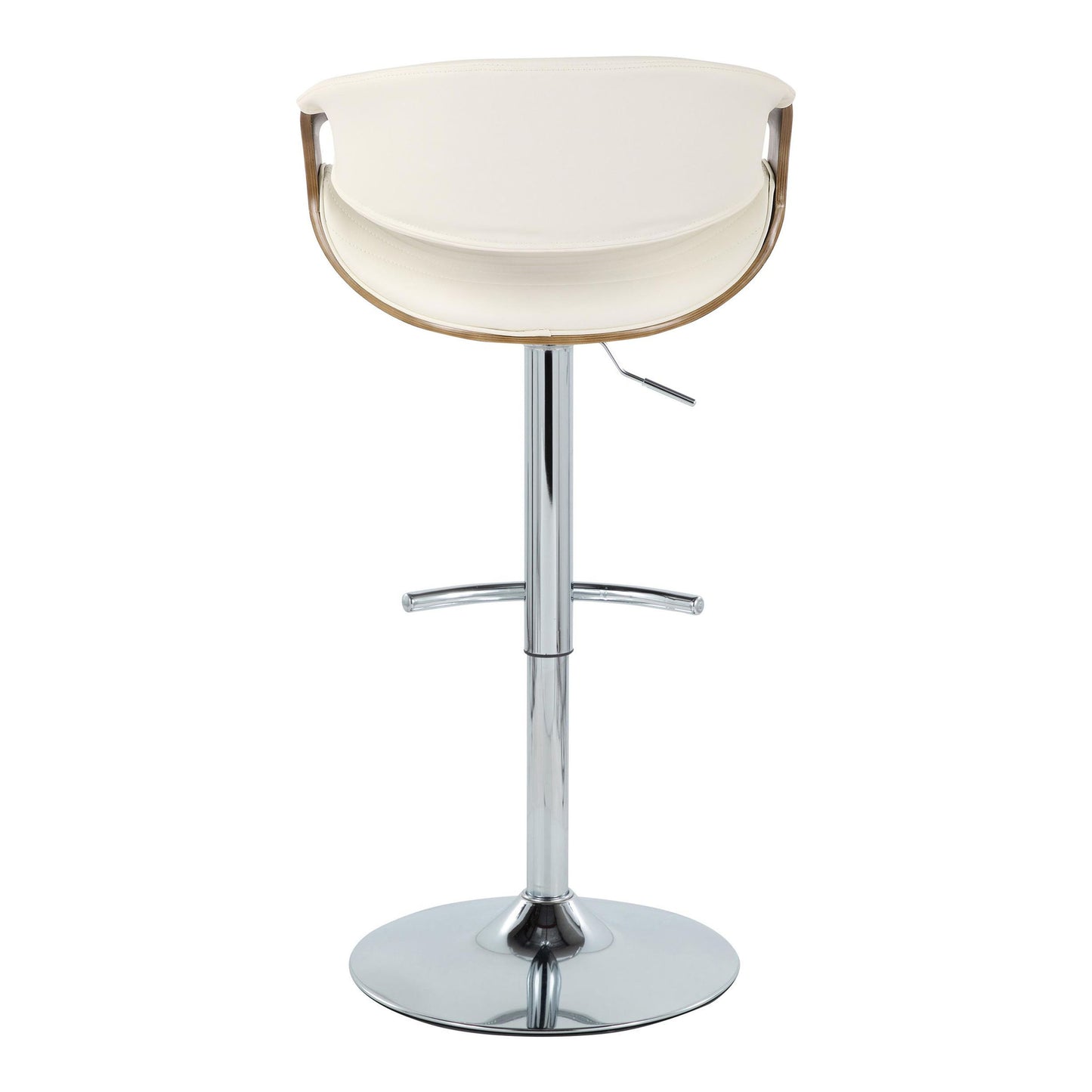 Symphony - Mid-Century Modern Adjustable Barstool With Swivel With Rounded T Footrest (Set of 2) - Chrome / Light Gray / White