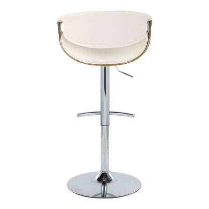 Symphony - Mid-Century Modern Adjustable Barstool With Swivel With Rounded T Footrest (Set of 2) - Chrome / Light Gray / White