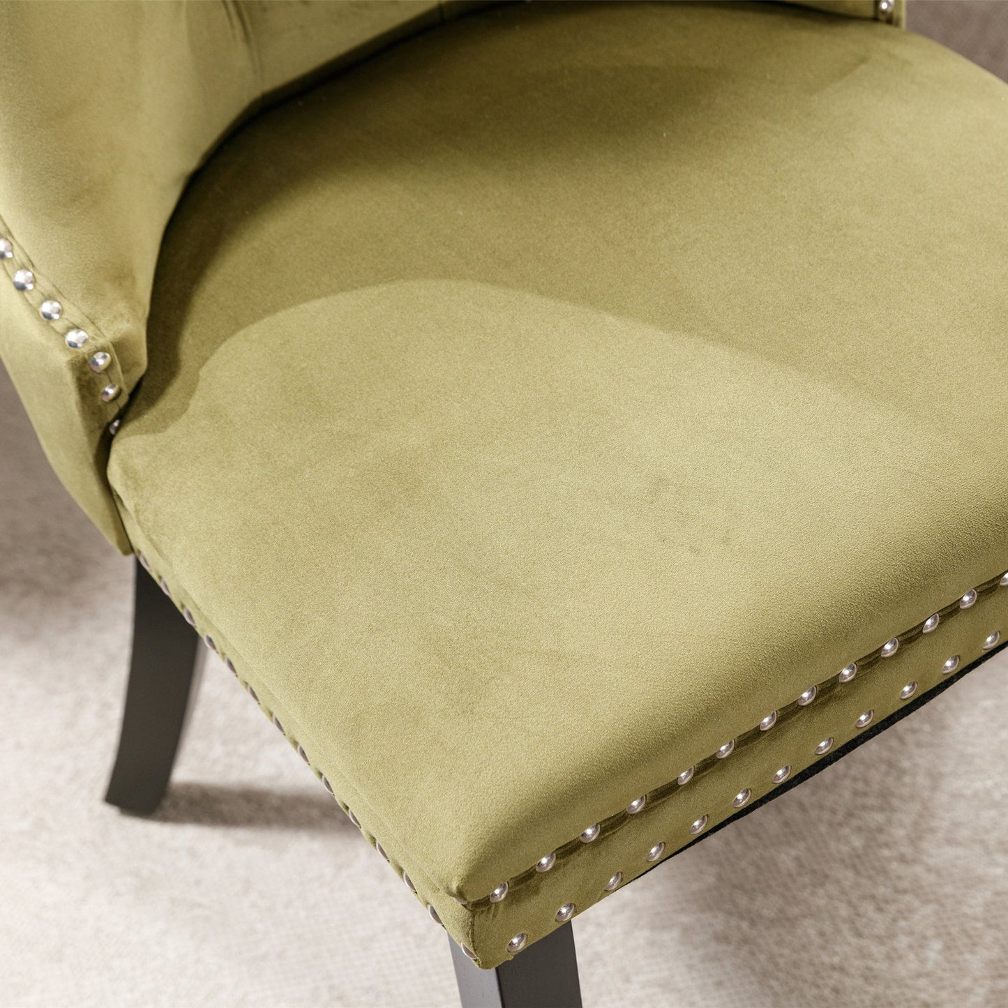 Nikki - Modern, High-End Tufted Solid Wood Contemporary Velvet Upholstered Dining Chair With Wood Legs Nailhead Trim (Set of 2) - Olive Green
