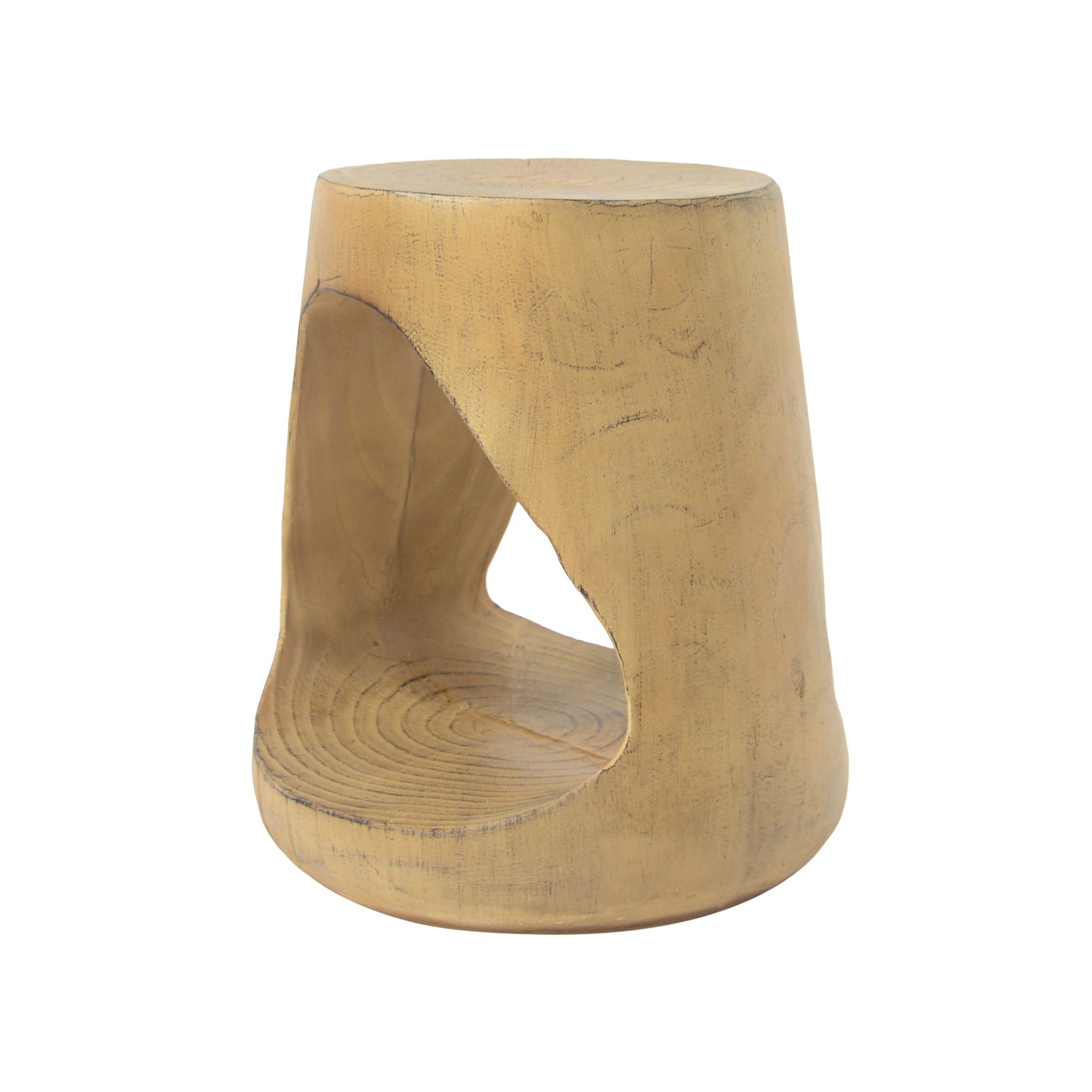 Mgo Hollow Side Table With Wood - Like Texture - Natural