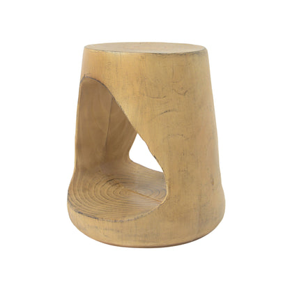 Mgo Hollow Side Table With Wood - Like Texture - Natural