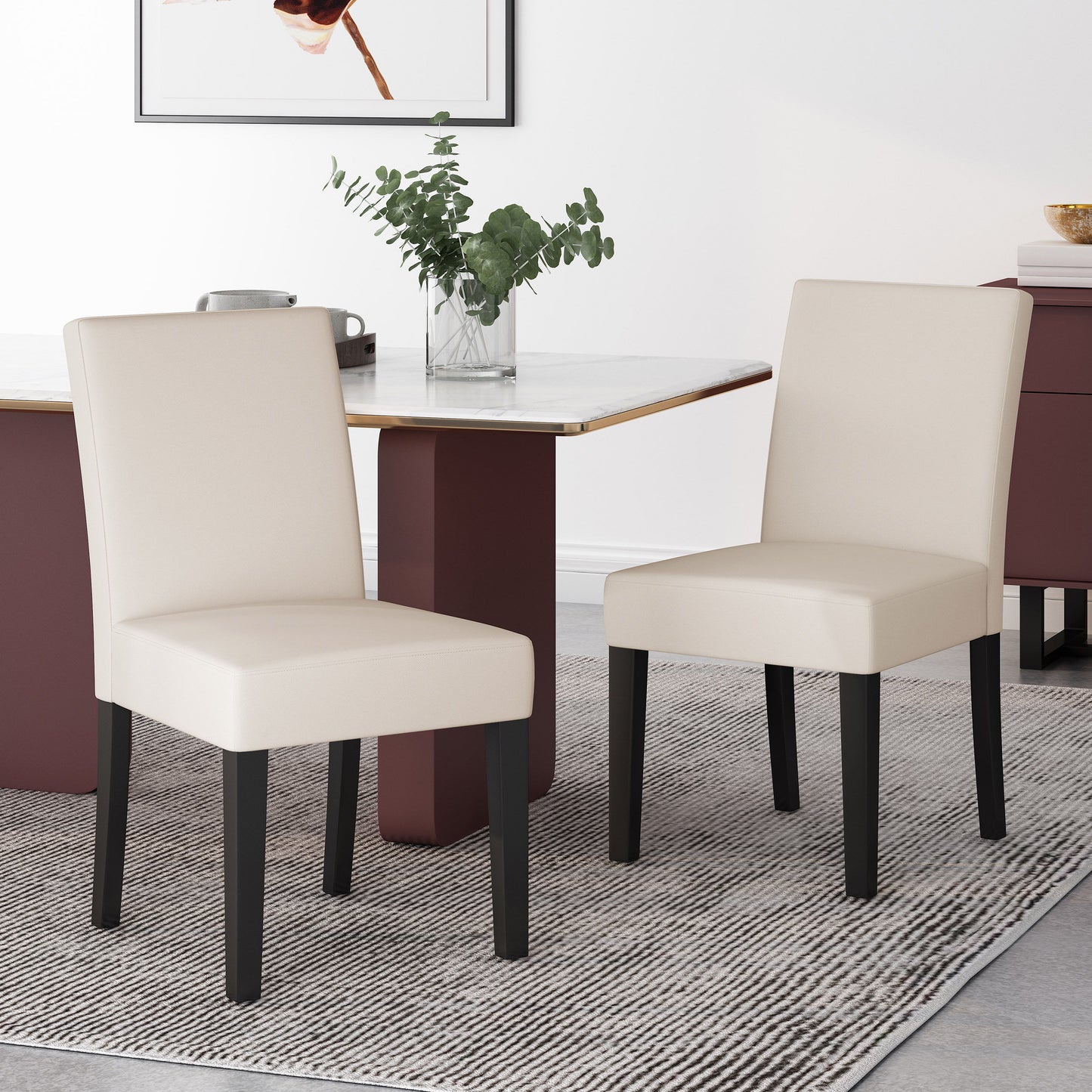 Classy Dining Chair (Set of 2) With Upholstered Seating - Beige