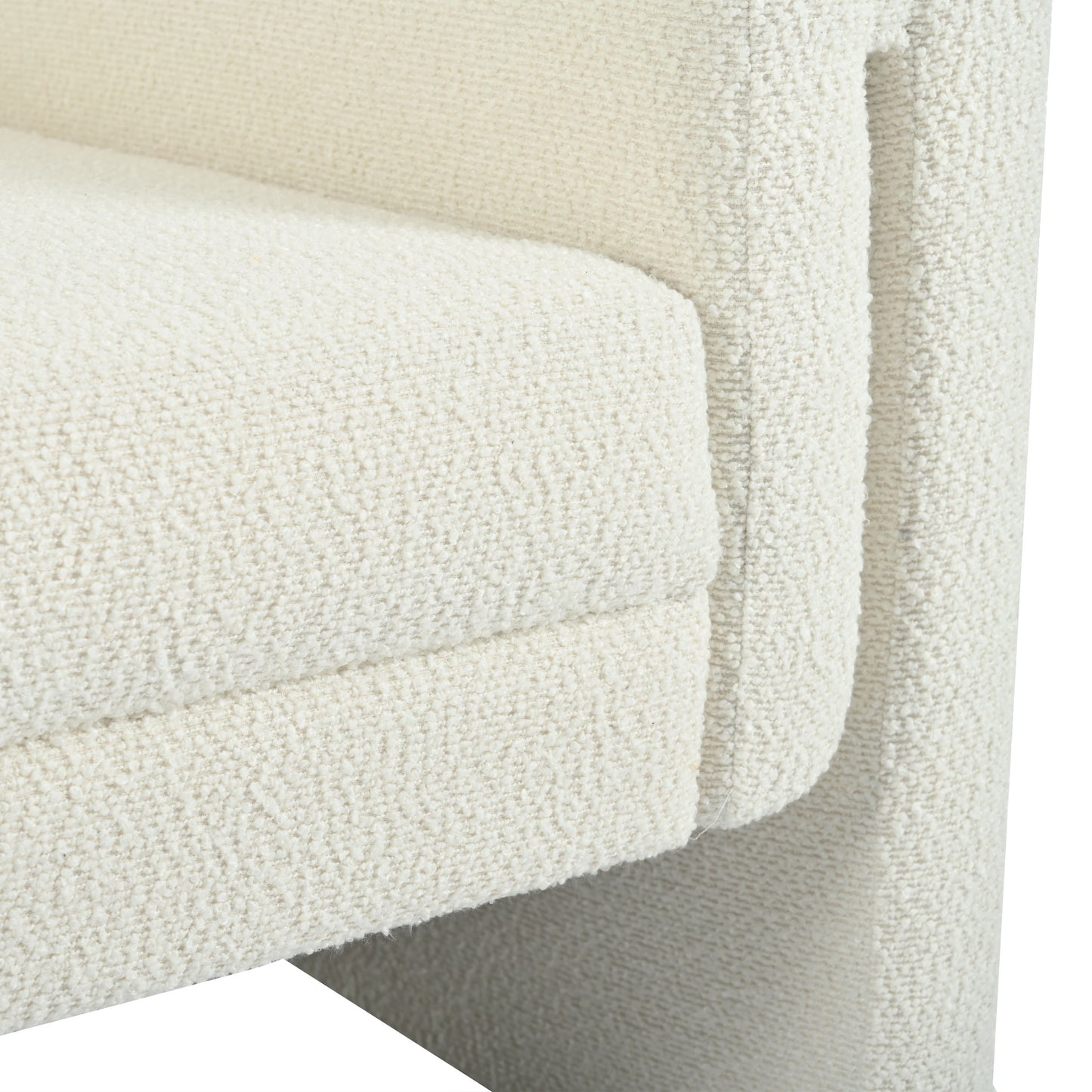 Modern Boucle Upholstered Accent Chair Luxurious Comfort & Sturdy Support, Solid Wood Frame - Ivory