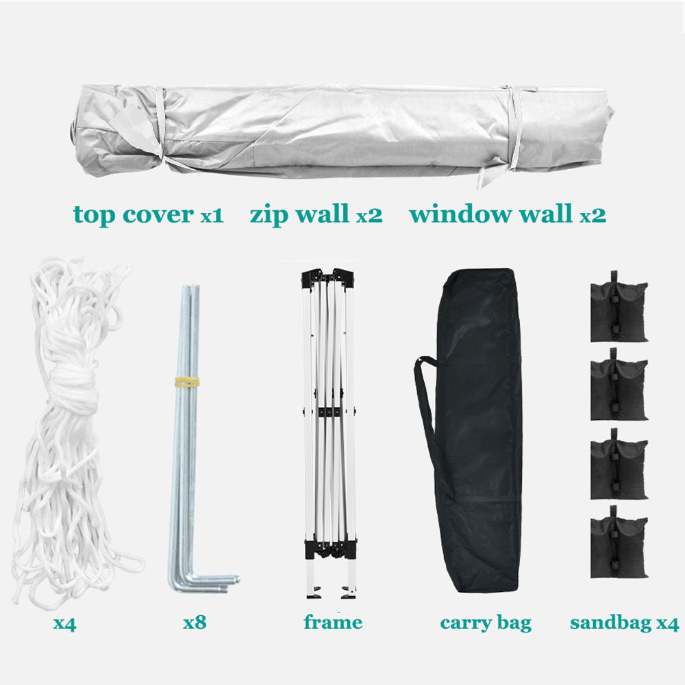 10'X10' Folding Canopy With 4 Removable Sidewalls Outdoor Event Shelter UPF 50+ Gazebo Portable Tents For Parties Beach Camping Wedding Ez Pop Up Canopy 4 Pieces Weight Bag + Carry Bag - White