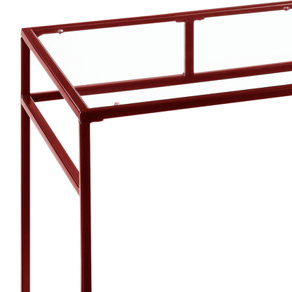 Yasin - Glass Top Writing Desk - Red