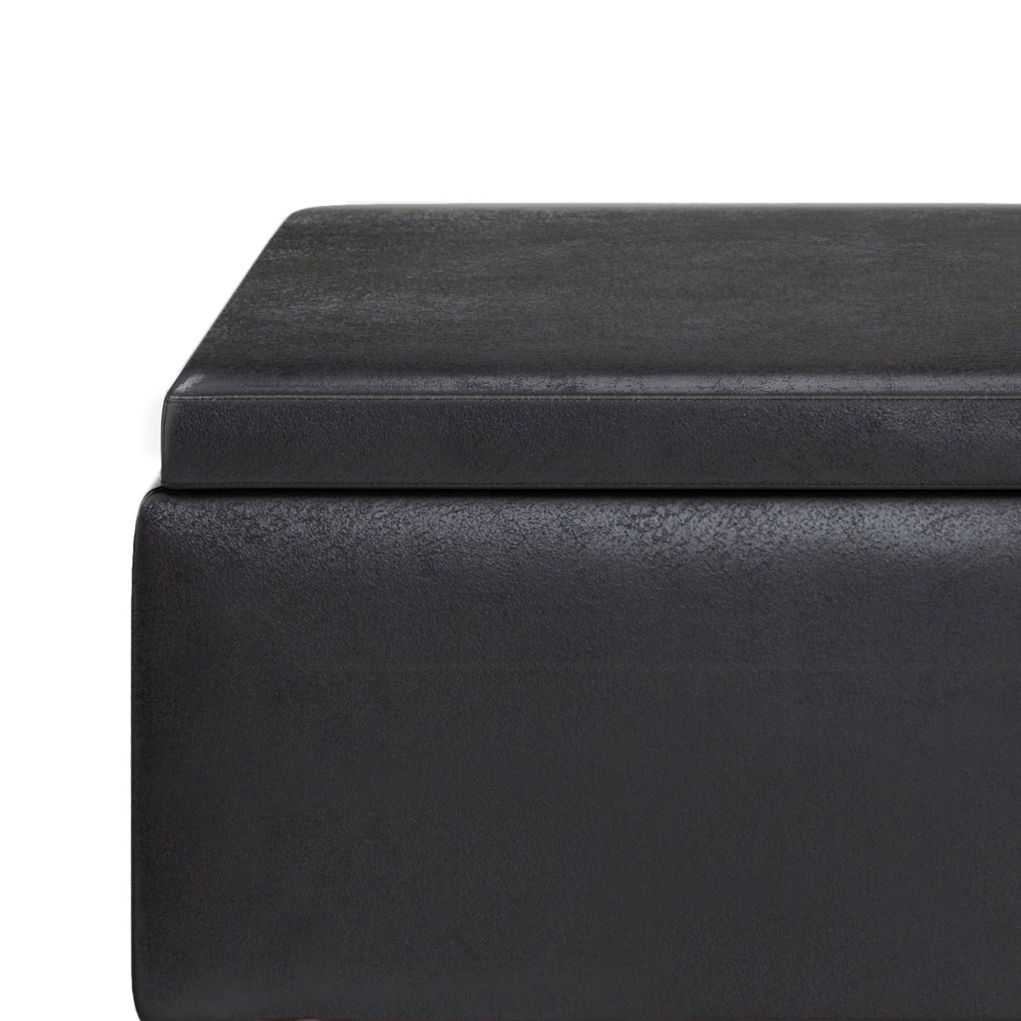Owen - Tray Top Small Coffee Table Storage Ottoman - Distressed Black