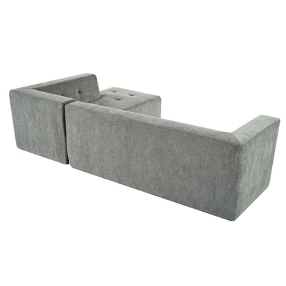 Modular Combination Sofa Set, Modern Minimalist Sofa, Living Room Upholstered Sofa Bed, Bedroom, 2 Pieces Computer Free Combination, L - Shaped - Light Gray