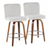 Henry - Contemporary Fixed Height Counter Stool With Swivel With Round Footrest (Set of 2) - Walnut / White