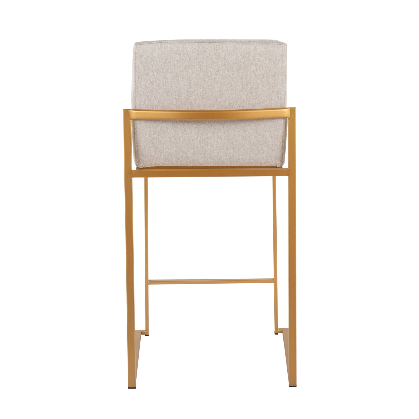 Fuji - Contemporary High Back Counter Stool (Set of 2) - Gold / Beige
