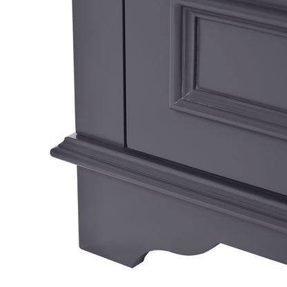 Bathroom Vanity With Ceramic Sink Combo, Modern Freestanding Storage Cabinet With Silver Handles, Soft Closing Doors - Blue Gray