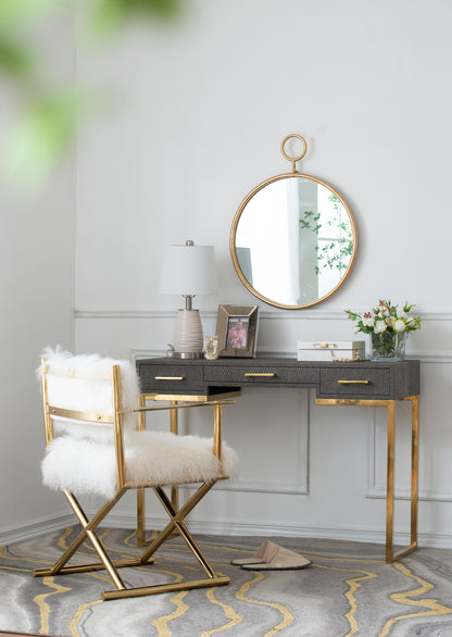 Circle Wall Mirror With Iron Frame, Accent Mirror For Living Room, Entryway, Office - Gold