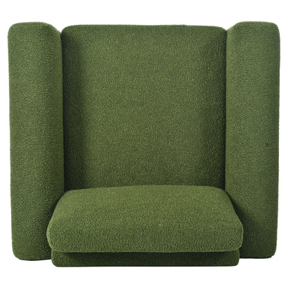 Modern Boucle Upholstered Accent Chair Sturdy Support & Luxurious Comfort Solid, Manufactured Wood - Green