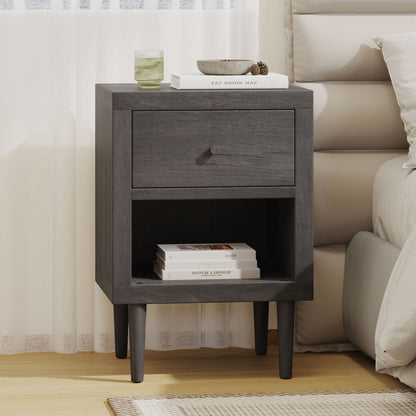 Nystrom - Wood Single Drawer Nightstand - Gray