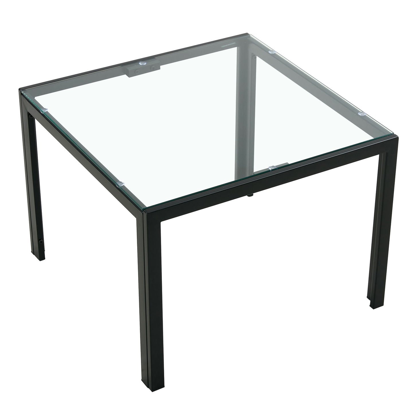 Coffee Table (Set of 2), Square Modern Table With Tempered Glass Finish For Living Room - Transparent / Black