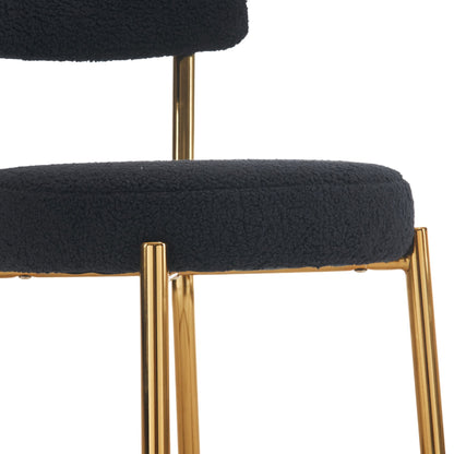 Modern Teddy Fabric Upholstered Bar Stools (Set of 4) - Black / Gold