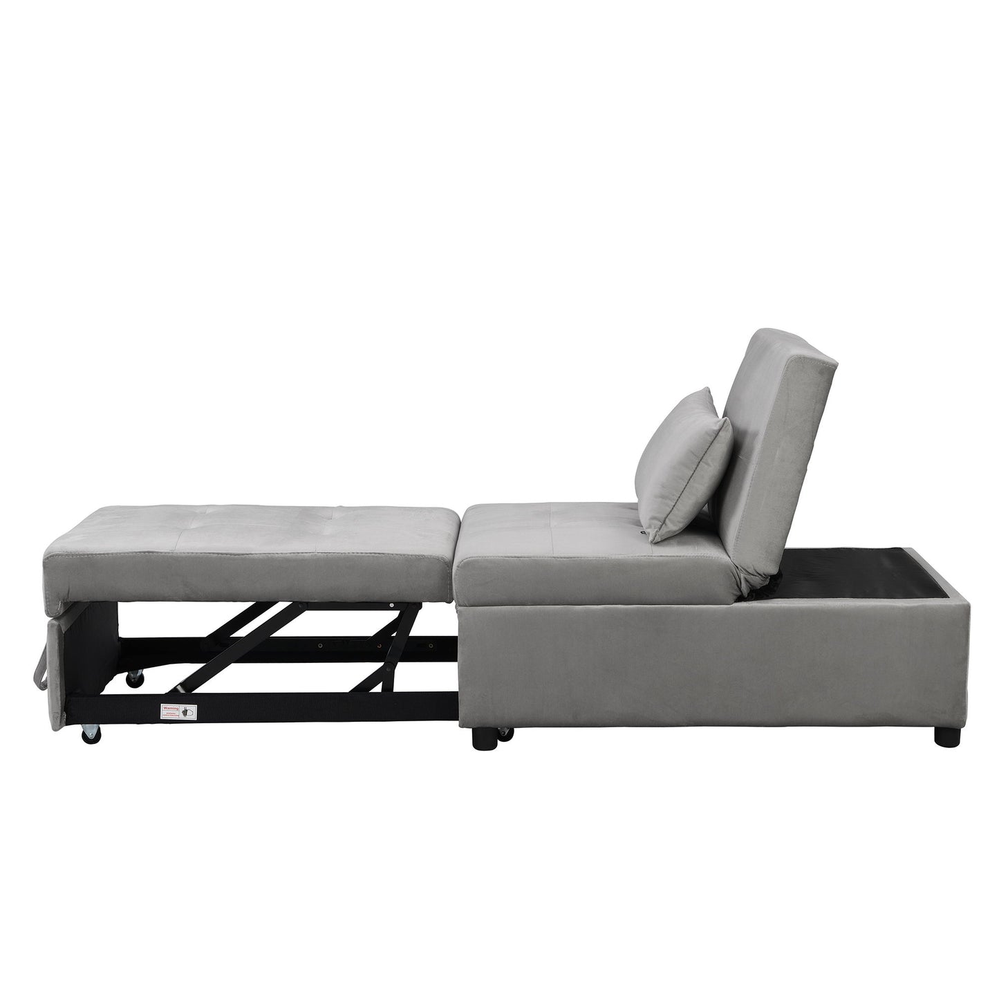Stylish Folding Ottoman Sofa Bed With Multifunctional Design - Gray