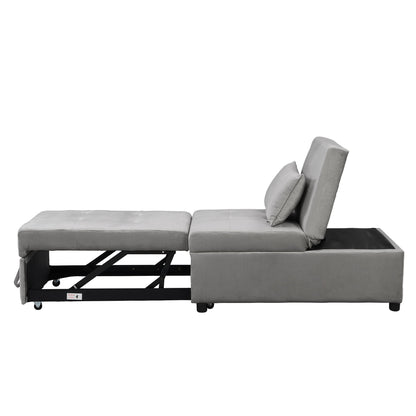 Stylish Folding Ottoman Sofa Bed With Multifunctional Design - Gray