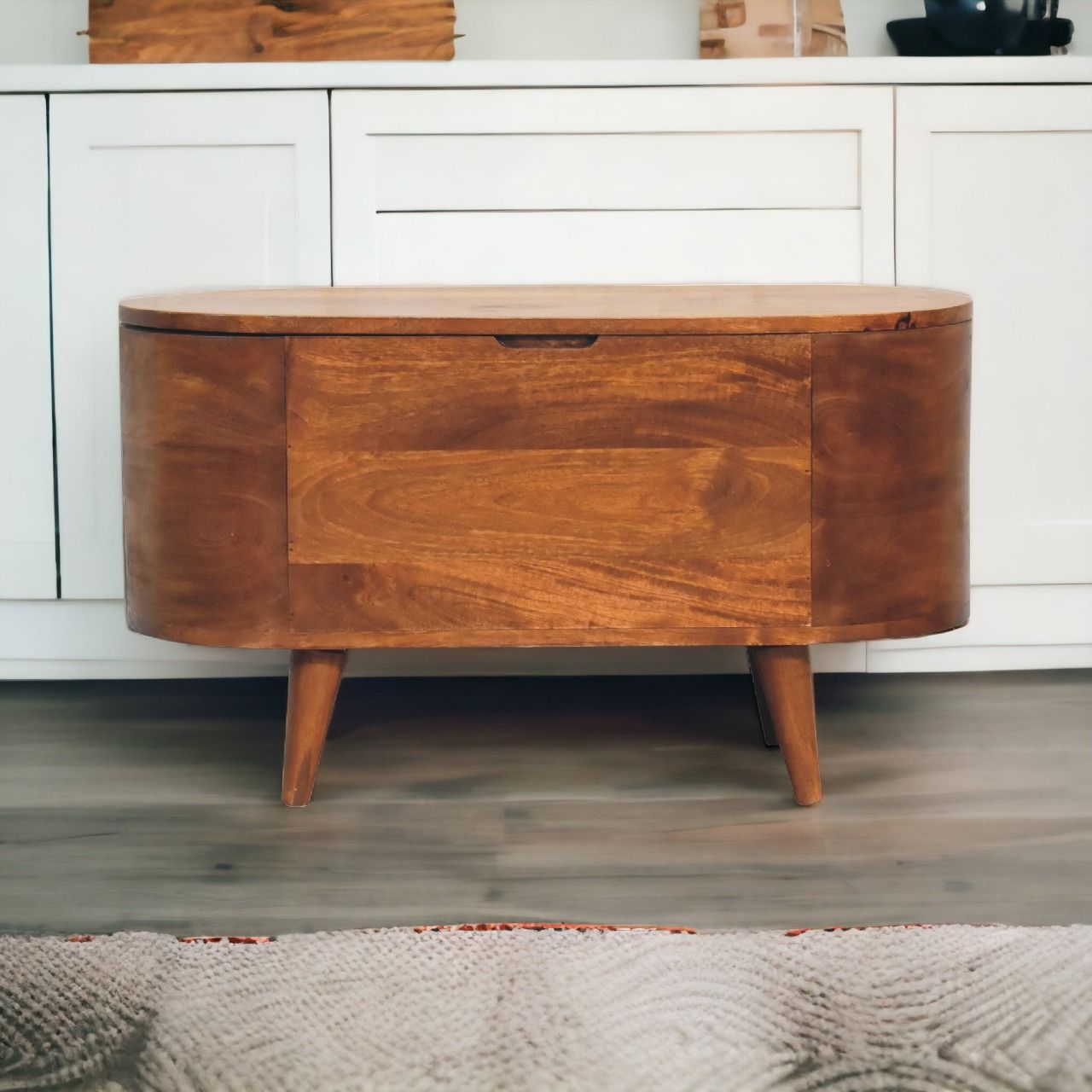 Rounded Lid Up Blanket Box - Chestnut