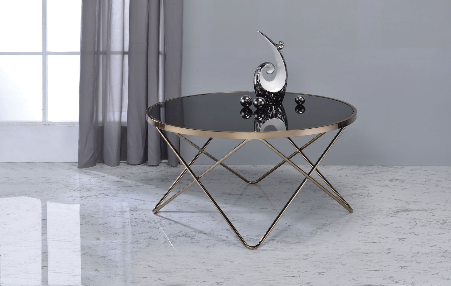 Valora - Glass Coffee Table - Black / Gold