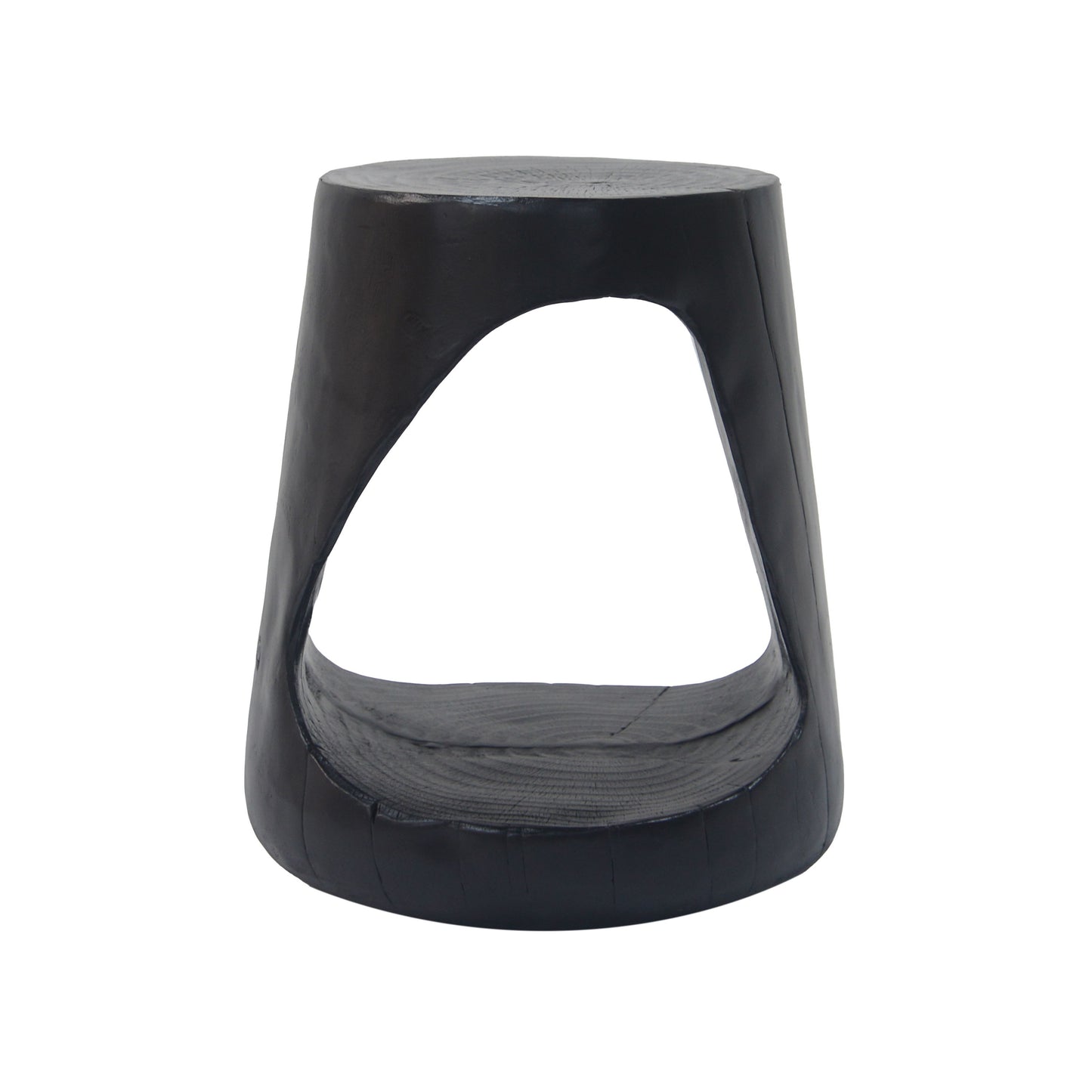 Mgo Hollow Side Table With Wood Like Texture, Durable And Weather Resistant - Black