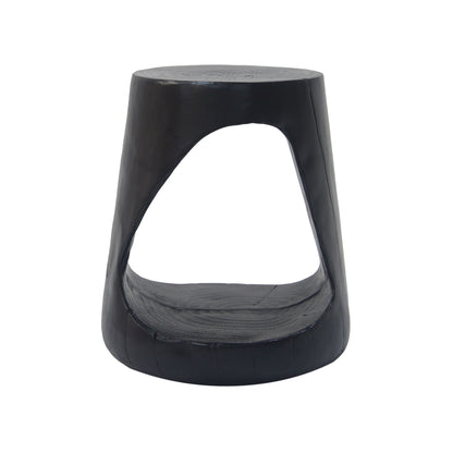 Mgo Hollow Side Table With Wood Like Texture, Durable And Weather Resistant - Black