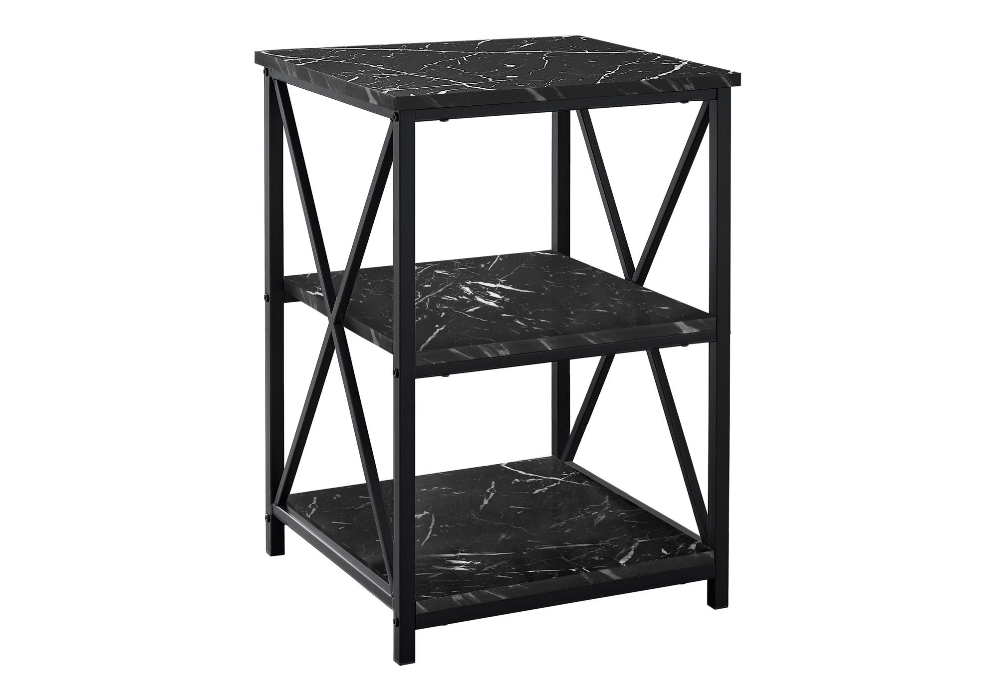 Accent Table, Side Marble Look Contemporary & Modern - Black