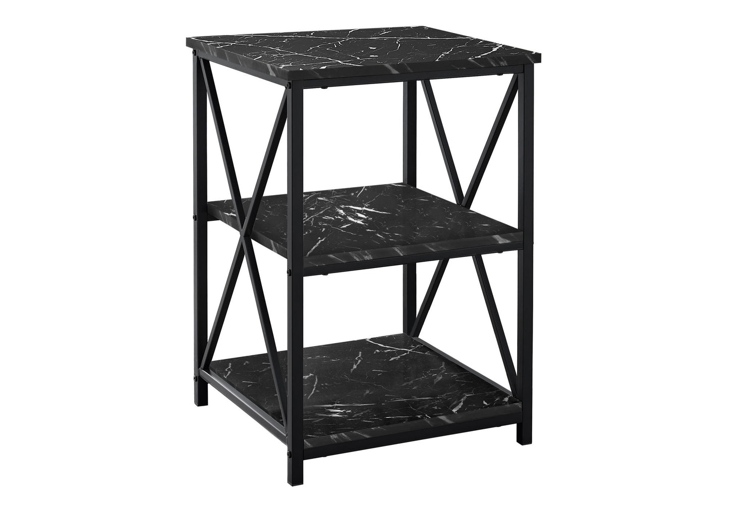Accent Table, Side Marble Look Contemporary & Modern - Black