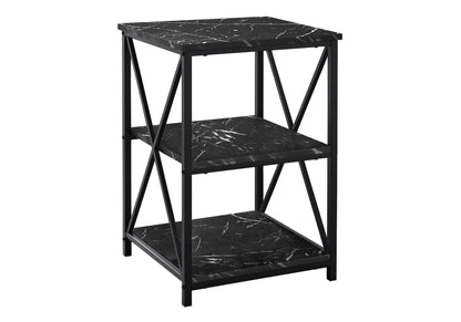 Accent Table, Side Marble Look Contemporary & Modern - Black