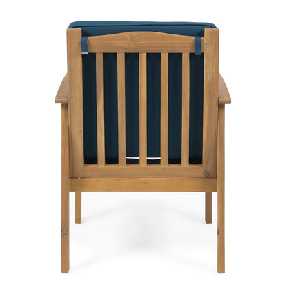 Casa Acacia Wood Club Chair (Set of 2) With Weather Resistant Cushions - Brown / Dark Teal