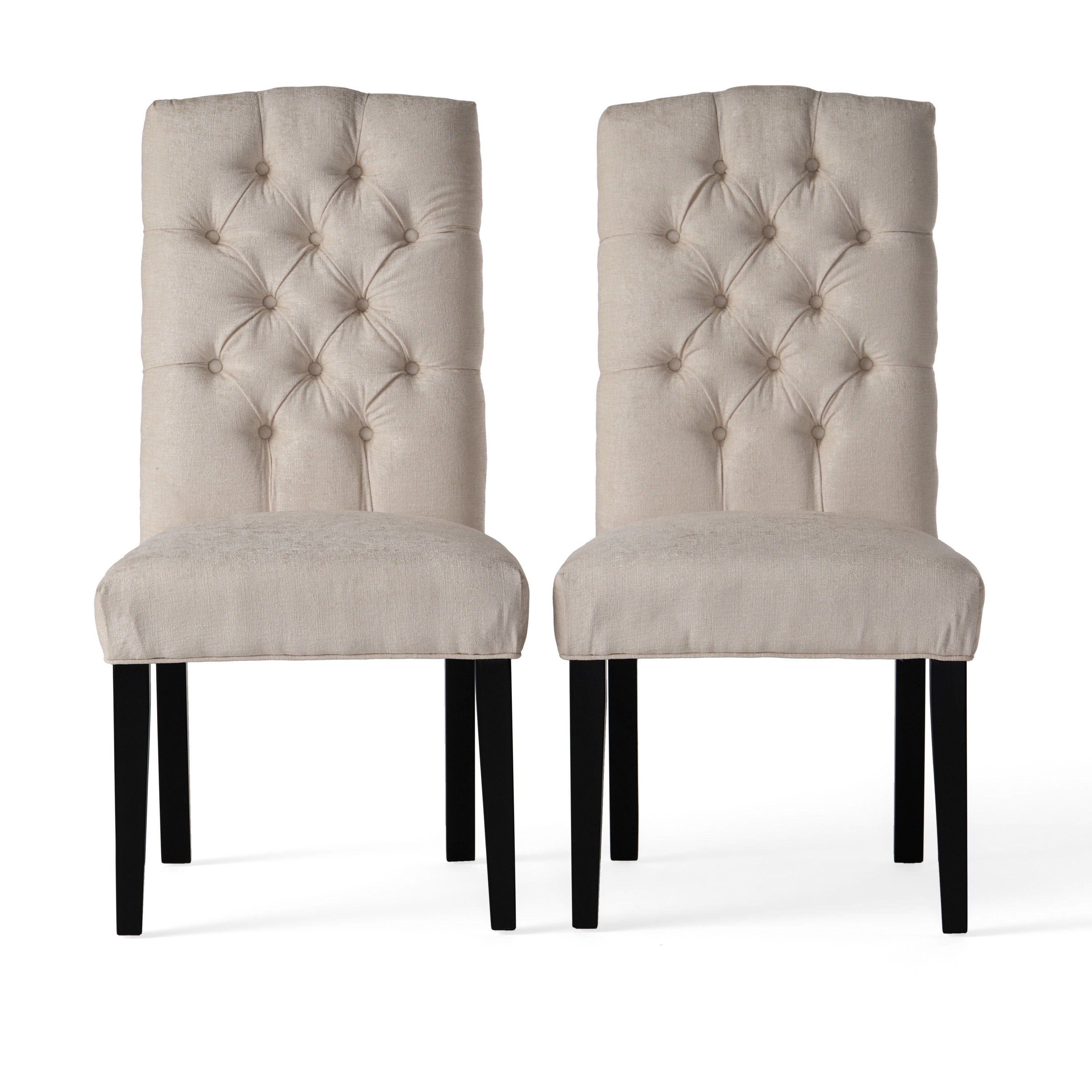 Harriet - Tufted Dining Chairs Upholstered With Solid Wood Frame (Set of 2) - Ivory