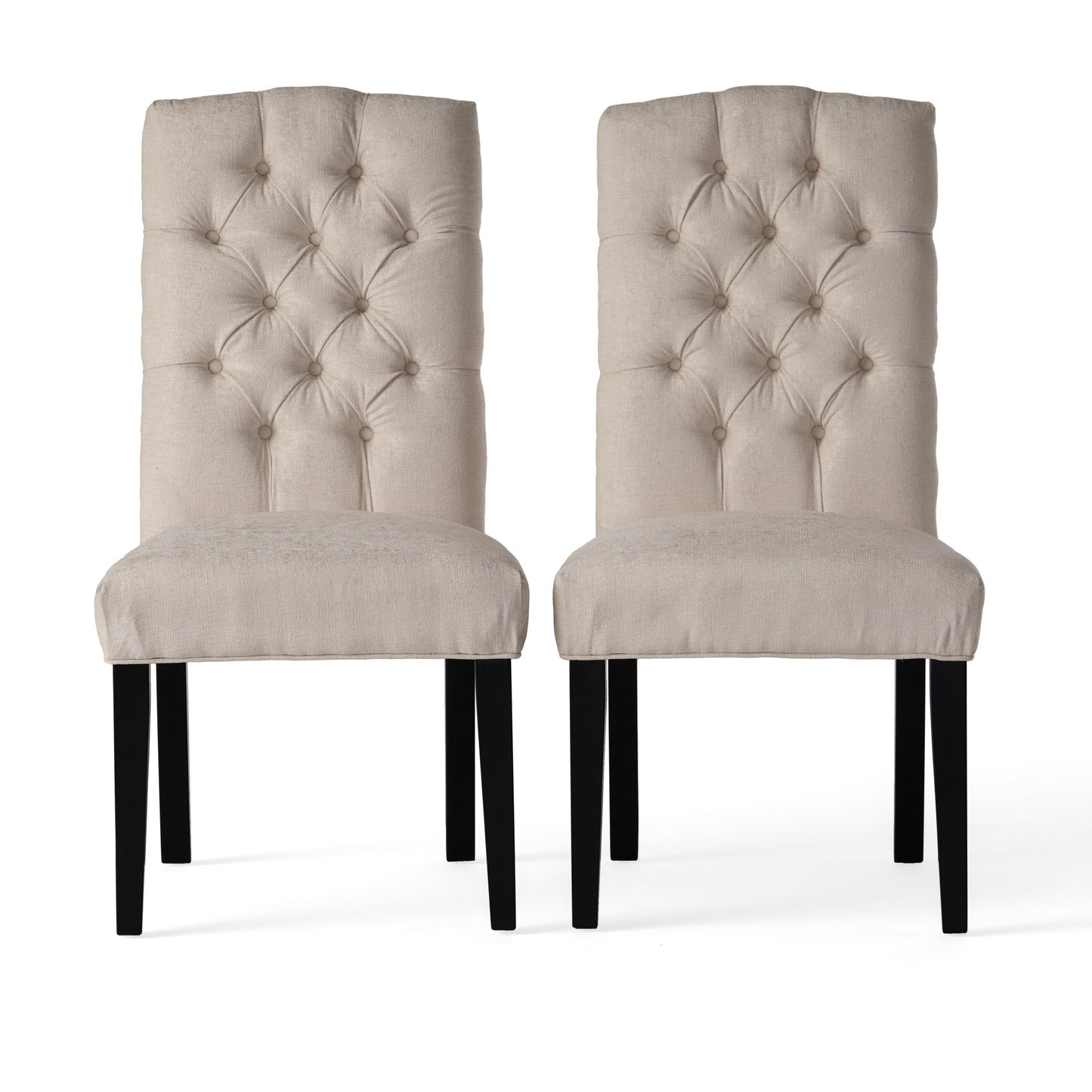 Harriet - Tufted Dining Chairs Upholstered With Solid Wood Frame (Set of 2) - Ivory
