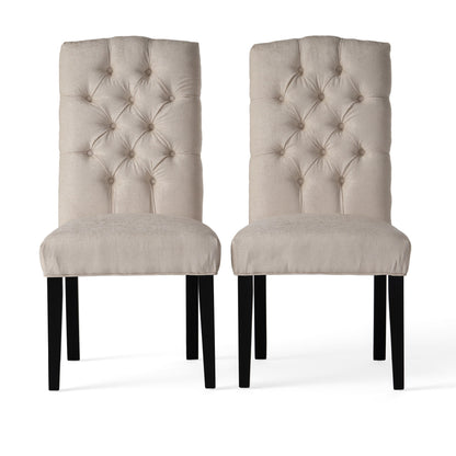 Harriet - Tufted Dining Chairs Upholstered With Solid Wood Frame (Set of 2) - Ivory