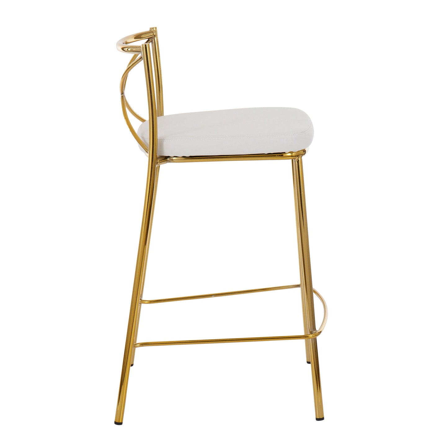 Modern Charlotte - Contemporary Fixed Height Counter Stool (Set of 2) - Gold / White