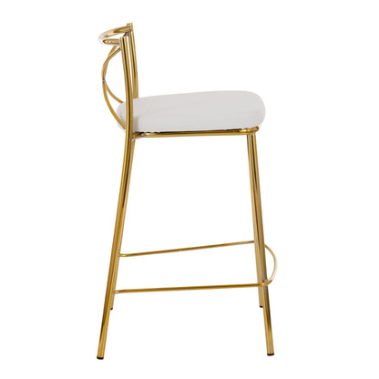 Modern Charlotte - Contemporary Fixed Height Counter Stool (Set of 2) - Gold / White